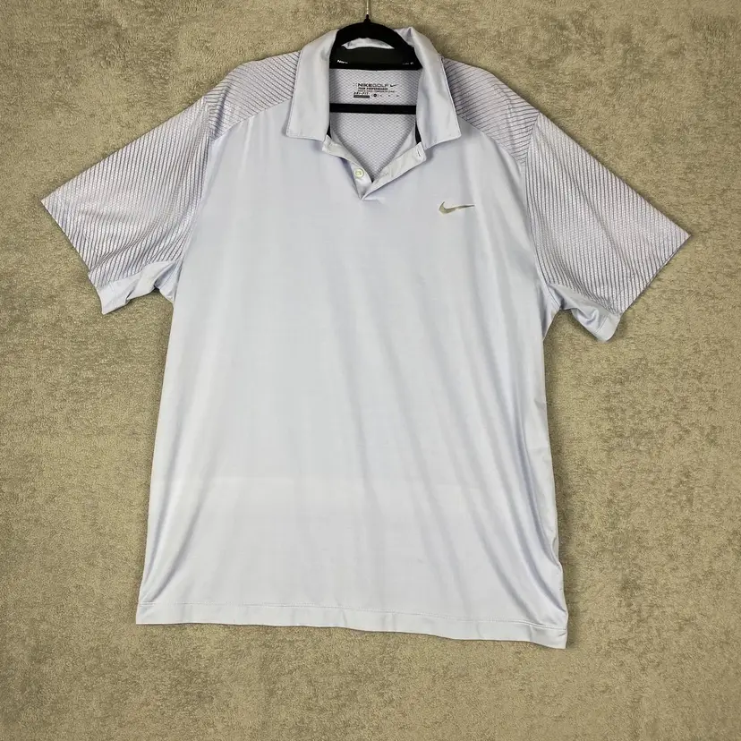 Nike Golf Polo Shirt Mens XL Light Blue Dri-FIT Tour Performance Athletic Swoosh K-2705