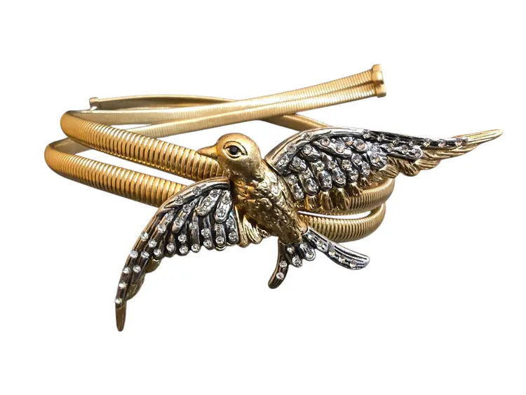 Rhinestone Bird Buckle On Double Strand Snake Belt (A9462)