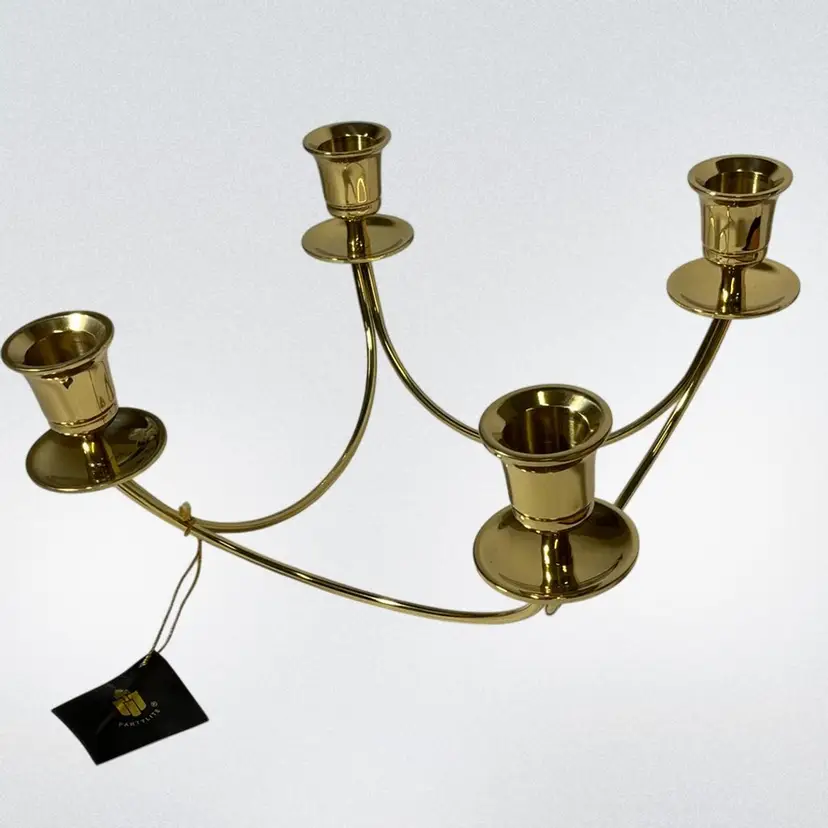 G# NOS Partylite Brass Quartet Candelabra Candle holders 8” X 8”