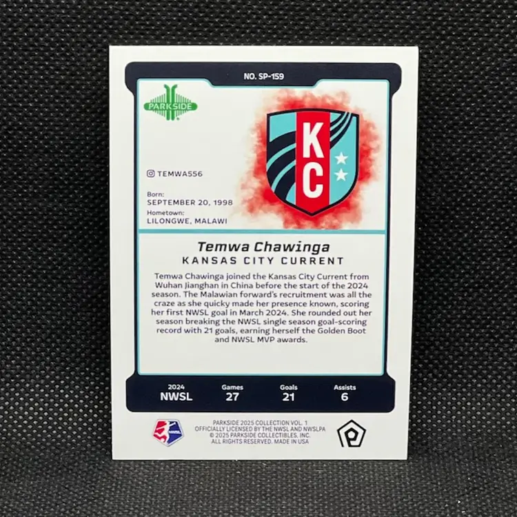 Temwa Chawinga 2025 Parkside NWSL Vol 1 Image Variation SP /10 Soccer Card