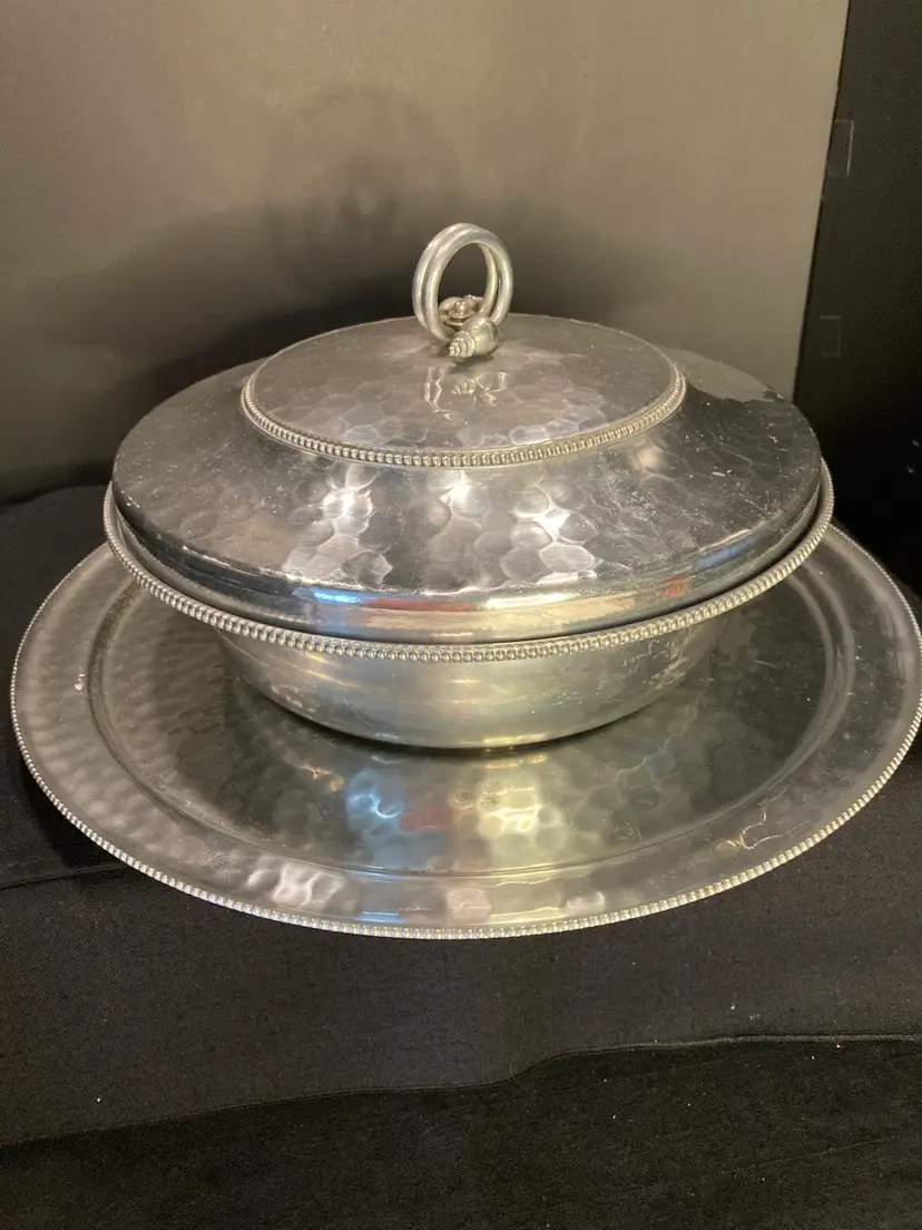 B.W. Buenilum Hammered Aluminum Serving Dish With Tray