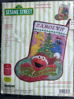 NIP 2000 Janlynn Sesame Street Christmas Stocking Cross Stitch Kit #68-73