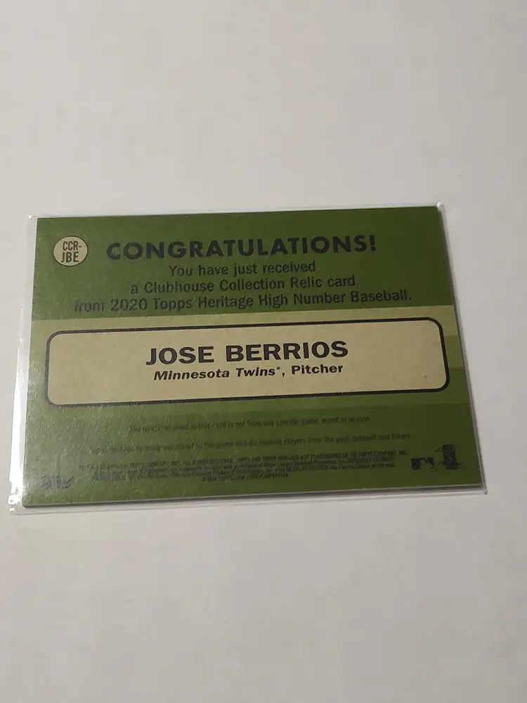 2020 Jose Berrios GWP Topps Heritage