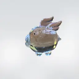 13. Penelope the Pig by Pier 1 Mini Glass Pig with Pink Wings,Miniature, Art Glass, Small Glass Pig