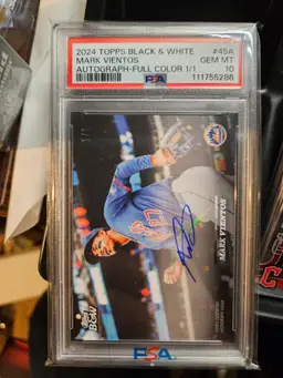 2024 Topps Black and White Mark Vientos 1/1 Auto PSA 10