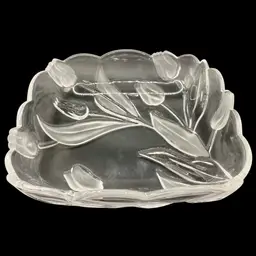 Vintage Mikasa Frosted Tulips and Leaves Square Serving Dish, Made in Germany