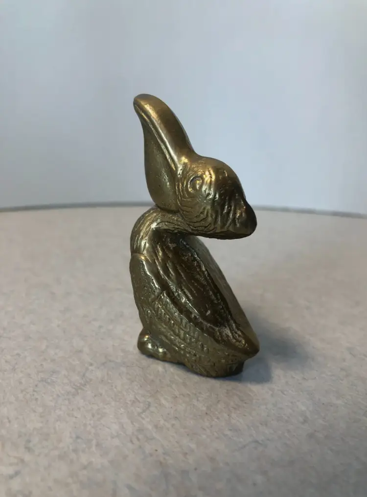 Vintage Solid Brass Pelican Figurine