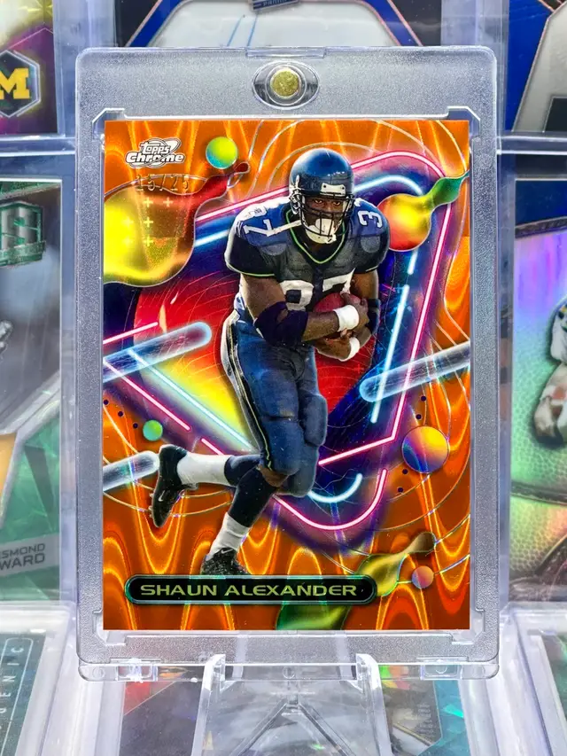 Shaun Alexander 2024 Topps Chrome /25 Orange Cosmic Seismic Refractor Seattle Seahawks