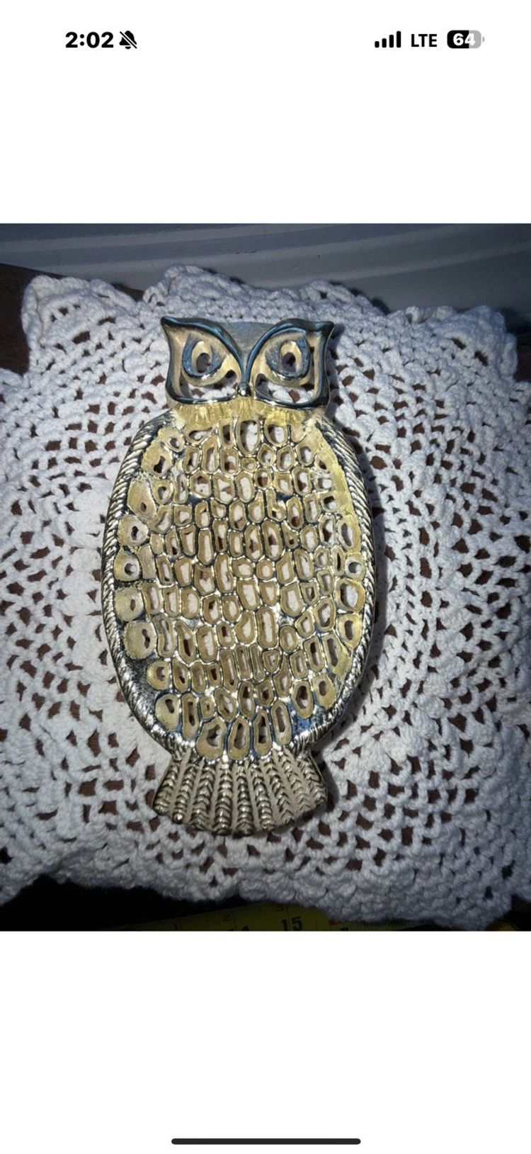 Vintage Goldtone Owl Trinket/Jewelry dish, Or Soap Dish; Ben Rickert Inc