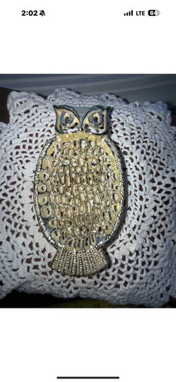 Vintage Goldtone Owl Trinket/Jewelry dish, Or Soap Dish; Ben Rickert Inc
