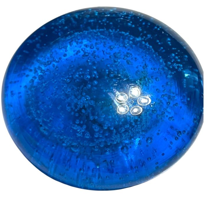 Cobalt Blue Round Glass Paperweight 2.75" x 1.5"