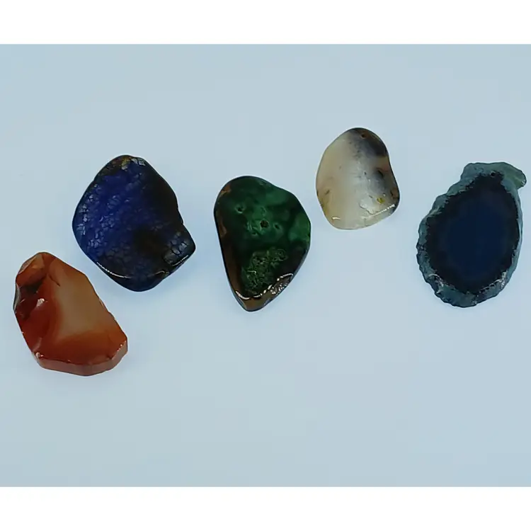 Five Polished Gemstone Pendants