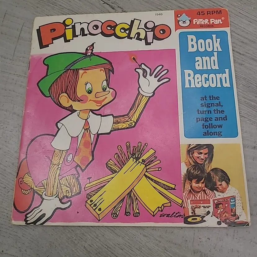 Book And Record Pinocchio Read Along Book Vintage VGC