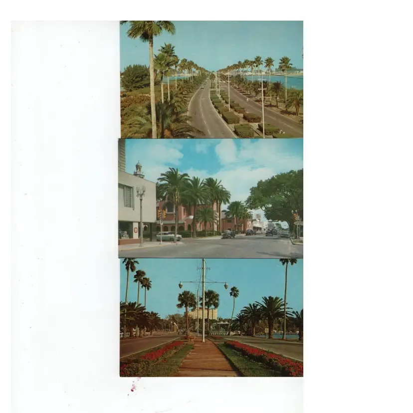 7 Vintage Postcards Clearwater Florida Scenics Buildings Real Photo Color Unposted