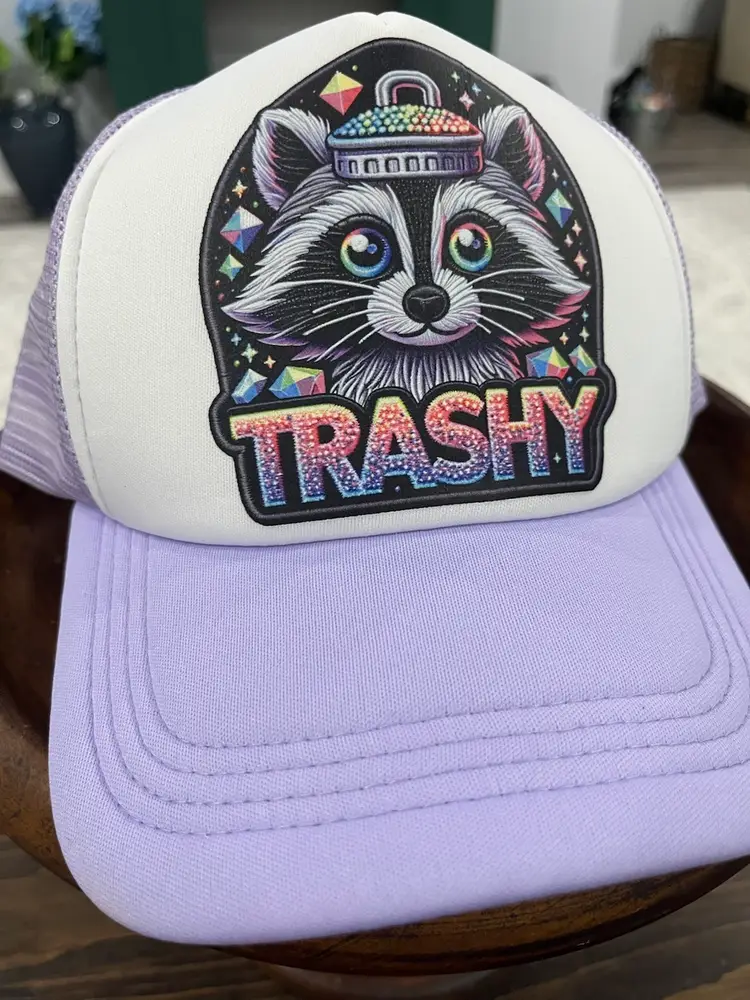 Trash Panda Trashy Trucker Hat On Lavender