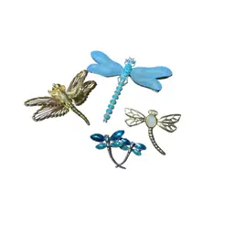 A Swarm Of 4 Dragonfly Brooches - Modern & Vintage Including Rare Monet