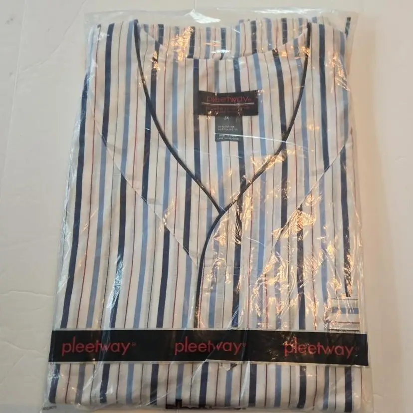 Vintage Pleetway Mens 3XL 2pc Pajama Set Pullover Long Sleeve/Elastic-Snap Pants