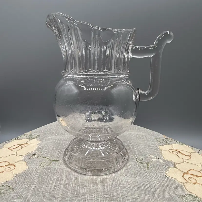 🐞 Antique EAPG Colonial Paneled Glass Pitcher 6 1/4x5