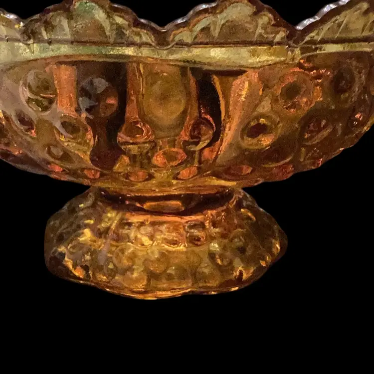 Vintage Fenton Amber Glass Hobnail Candle Holder Patent No. 3541569