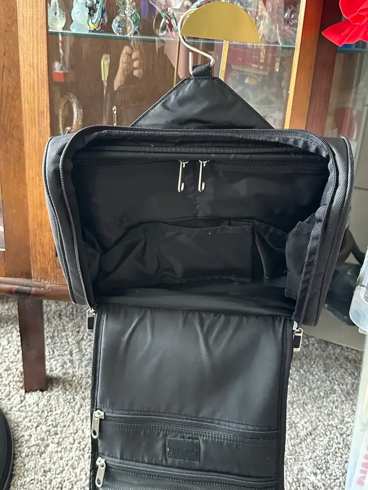 VTG 1980's Eddie Bauer Unisex Black Toiletries Travel Bag W/ Mirror