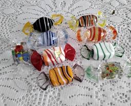 Vintage Hand Blown Wrapped Glass Candy Pieces