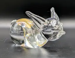 Murano Art Glass Rabbit Figurine Clear Hand Blown Italy Vintage