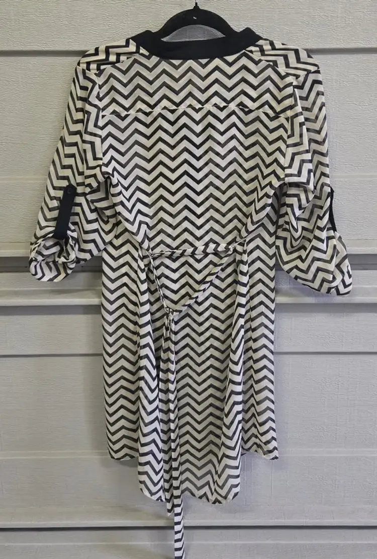 Tacera Women's Tunic Black & White Size Small