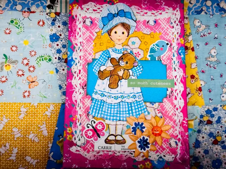 The Ginghams Paper Doll Junk Journal | Vintage Inspired Handmade Fabric Journal | One of a Kind