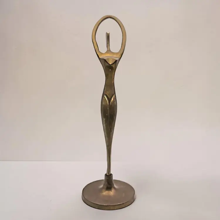 Vintage Brass Modernist Ballerina Dancer Nude Statue Figurine Art Sculputure