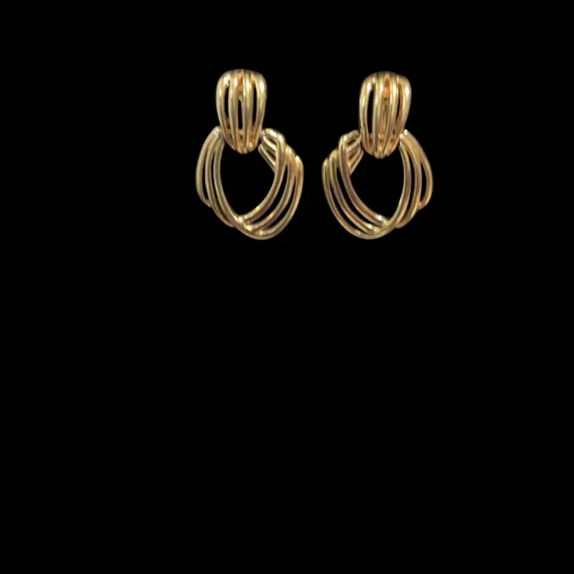 Vintage Goldtone Monet Door Knockers Clip On Earrings.
