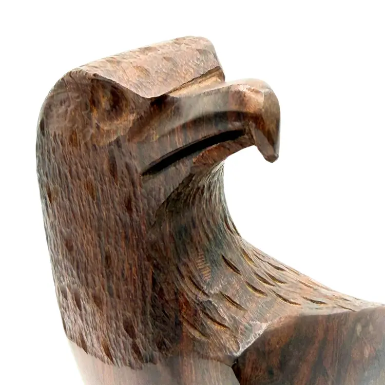 Vintage Hand Carved Wooden Eagle Sculpture Rustic Americana Bird Figurine Cabin