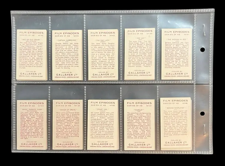 54. Complete Set of 1936 Film Episodes Gallagher Cards