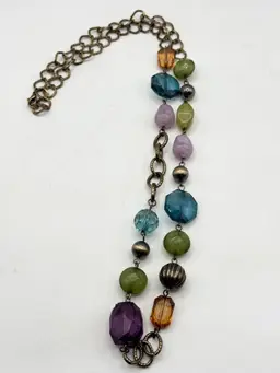 Acrylic crystal beaded chain vintage necklace