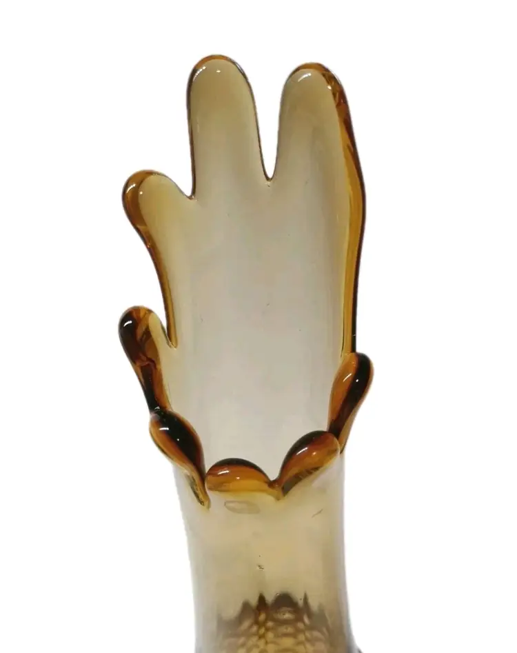 Vintage Fenton Vase Stretch Hobnail Swung Amber Glass MCM Pedestal 13½"