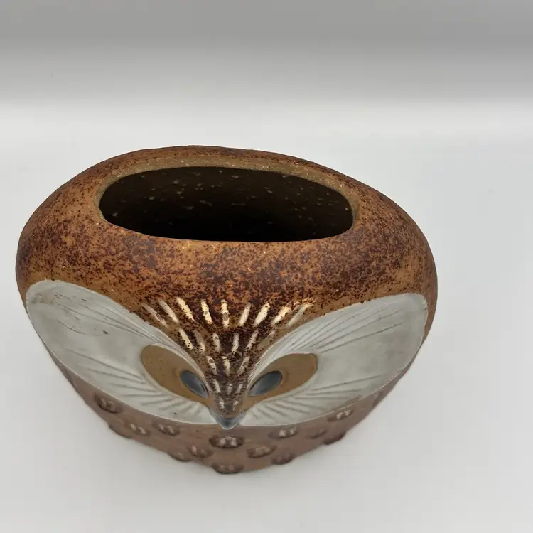 Vintage Japan Owl Pottery Vase 6”