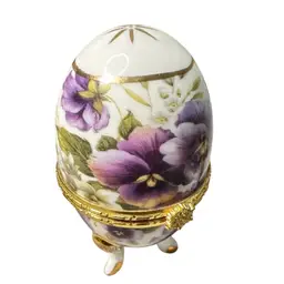 088. Egg Trinket Box with purple flower