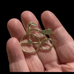 Adorable Vintage Goldtone Bicycle Pin / Brooch. Also Known As High Wheeler Or Penny Farthing Style Bicycle.