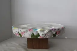 Vtg Ceramic Bunny and Tulip Deviled Egg Platter Dish Tray Easter Decor Cottage