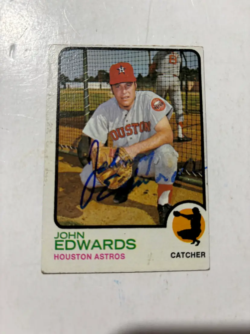 1973 Topps # 519 John Edwards Houston Astros Signed Vintage