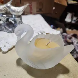 frosted swan candle holder