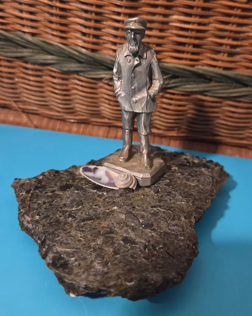 Pewter "Old Salt" Nautical Figurine on Maine Rock
