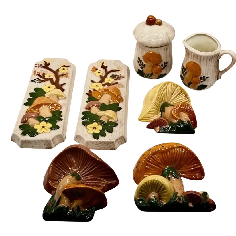 Hand Painted Ceramic Mushrooms 8 Pieces | (* Read)