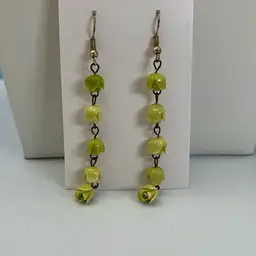 Pale Green Hanging Buds Earrings 3” Long