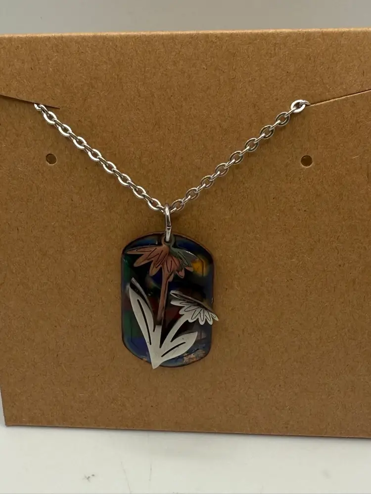 Made By NN Artist Enamel Necklace With Flower