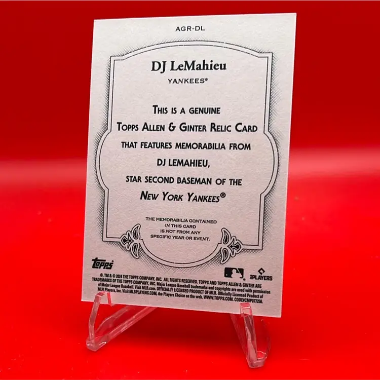 DJ LeMahieu 2024 Topps Allen & Ginter Full Size Relic New York Yankees