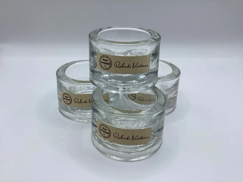 #01 Apr 25th Set Of 4 Roberto Niederer Glass Tea light Candle Holders