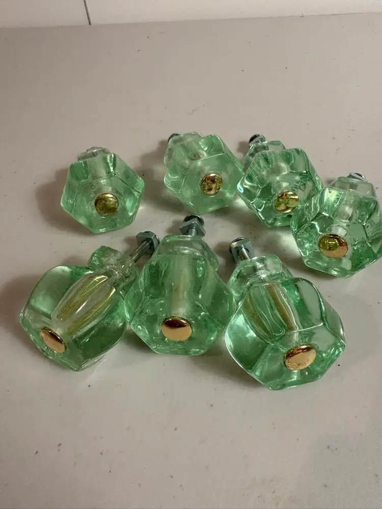 Vintage Style Green Glass Cabinet Knobs