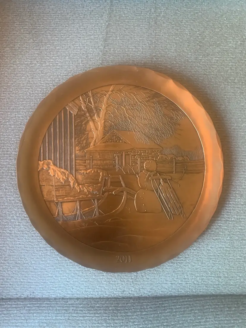 Wendell August Forge 2011 Bronze Christmas Plate Signed