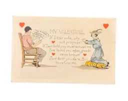 Antique Valentine’s Day Postcard Women's Suffrage Right to Vote Whitney Made
