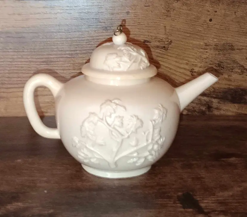 Nini Miniature Teapot White Tree Hand Painted Decorative Item